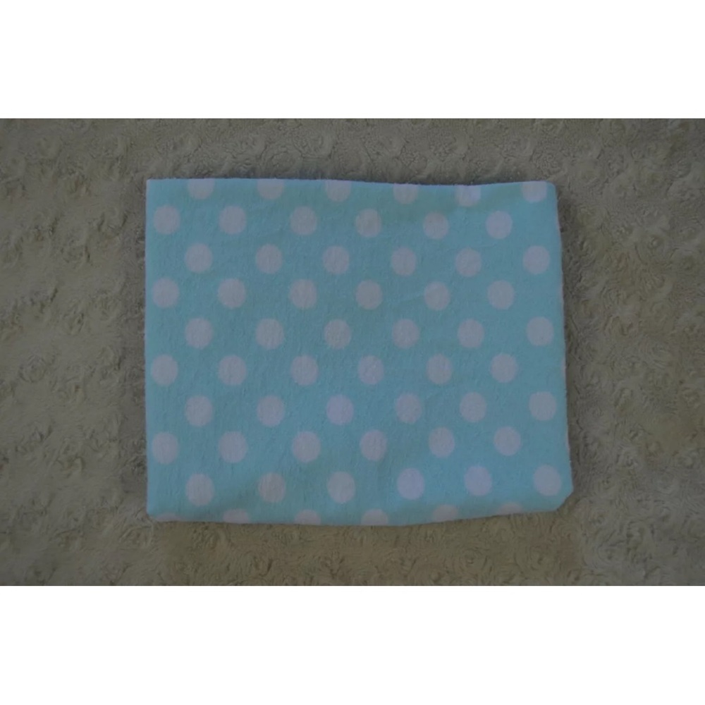 Cuddle Time Aqua Blue White Polka Dot Baby Receiving Blanket Flannel Cotton